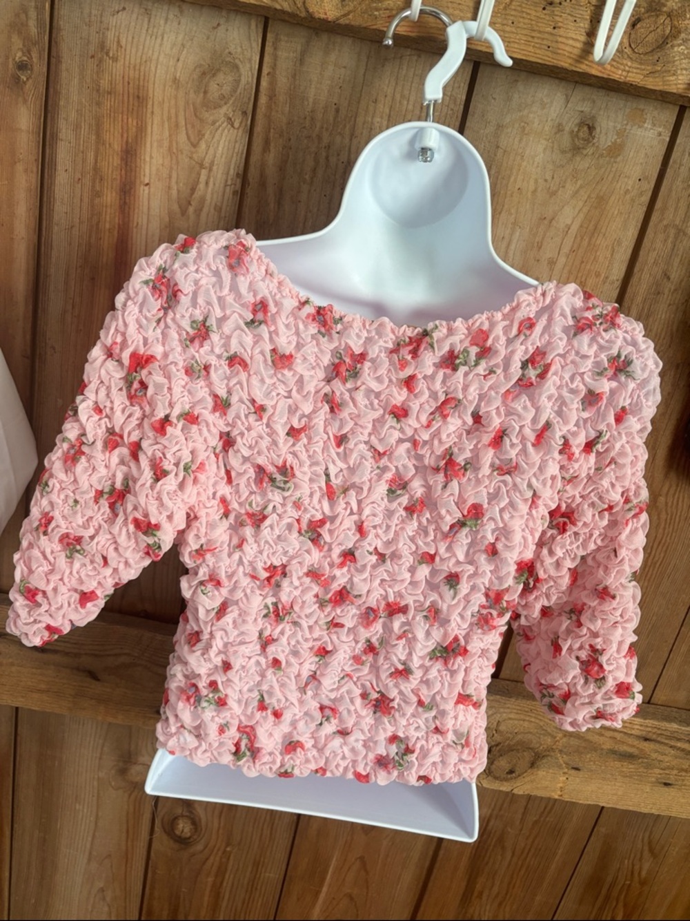 Free People Rosie Posie Pink Floral Ruched Crop Top - Picture 6 of 8